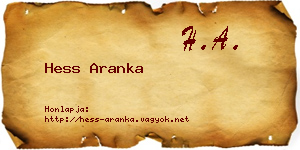 Hess Aranka névjegykártya